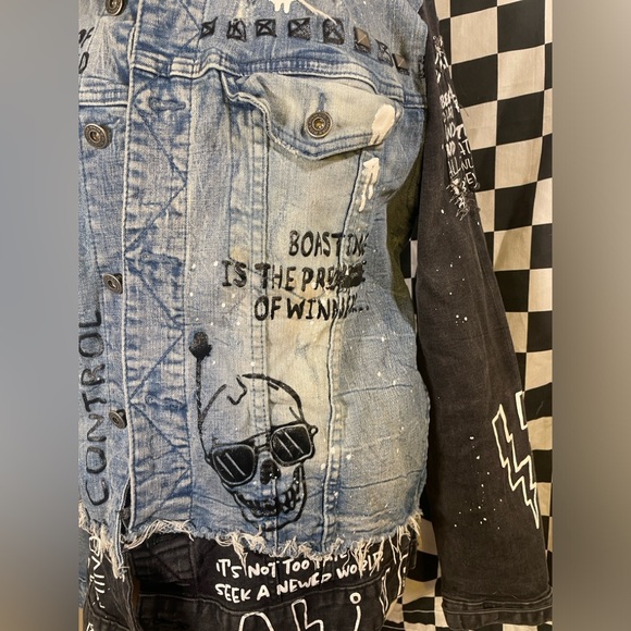 SMOKE RISE DMN CO artsy denim jacket - Picture 3 of 9